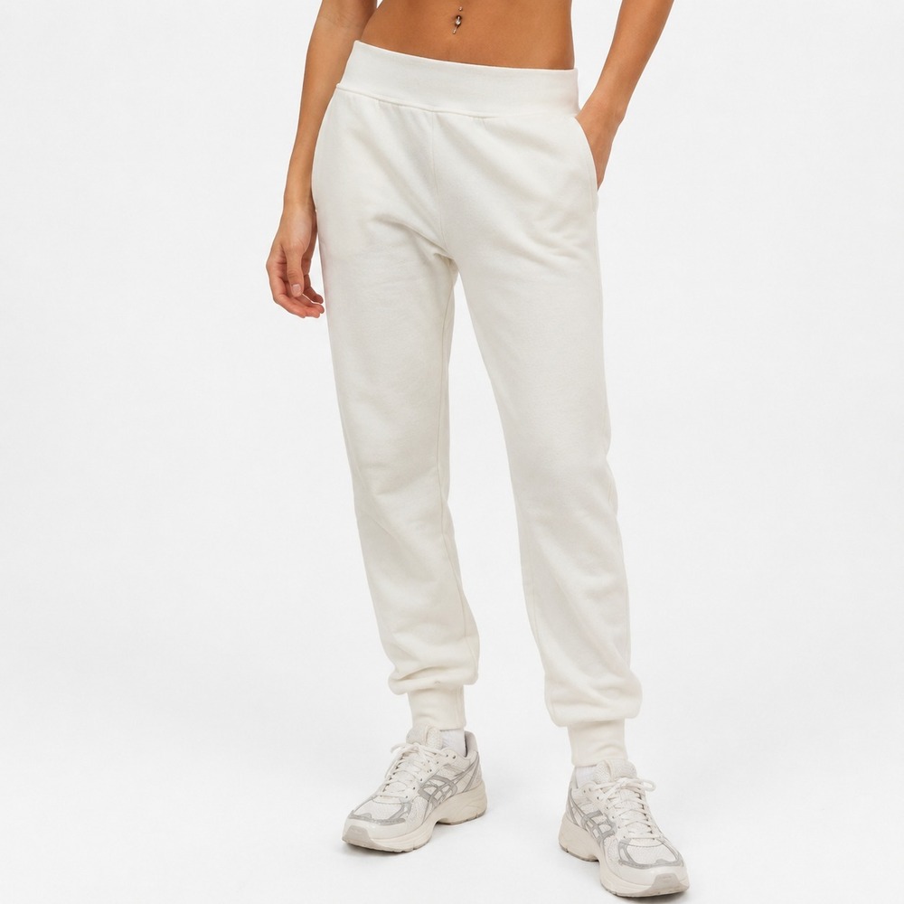 Tna Cozy Fleece Jogger Sweatpants Women's XS White High Waisted Ribbed Cuff